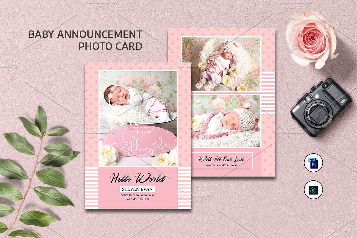 Birth Announcement Template-V15 in Brochure Templates - product preview 8