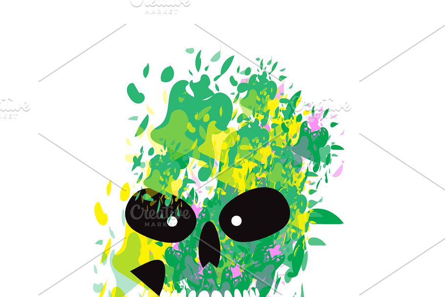 Artistic colorful skull icon backgro