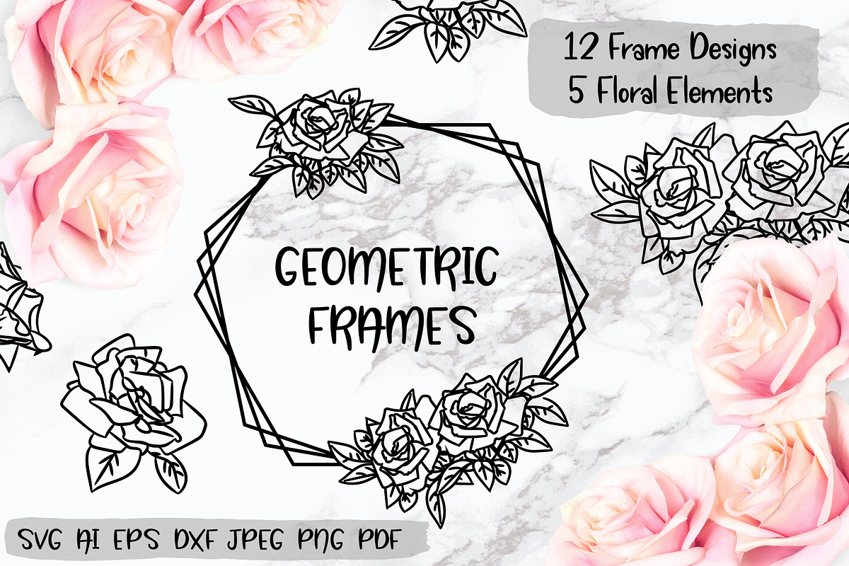 Rose Geometric Frame in Illustrations - product preview 8