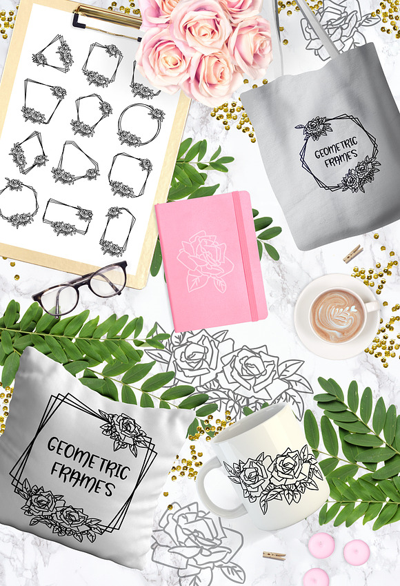 Rose Geometric Frame in Illustrations - product preview 1