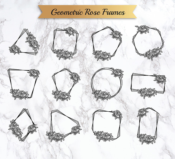 Rose Geometric Frame in Illustrations - product preview 3