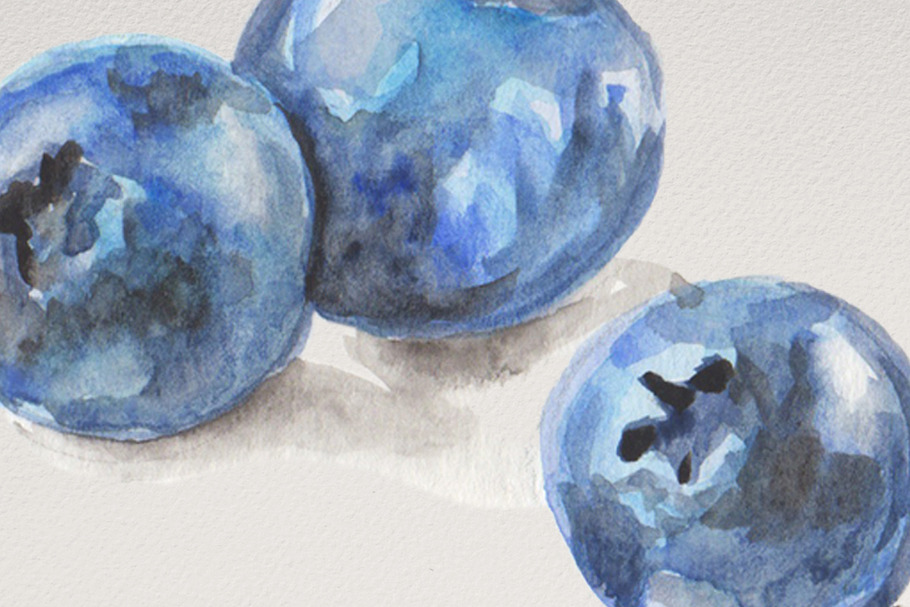 Watercolor Blueberries in Illustrations - product preview 8
