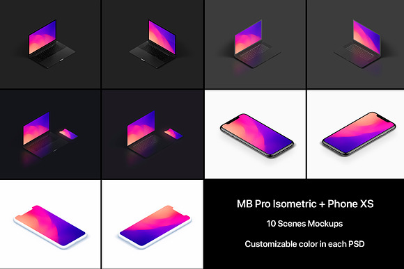 MB Pro 10 Isometric Mockups in Mobile & Web Mockups - product preview 1