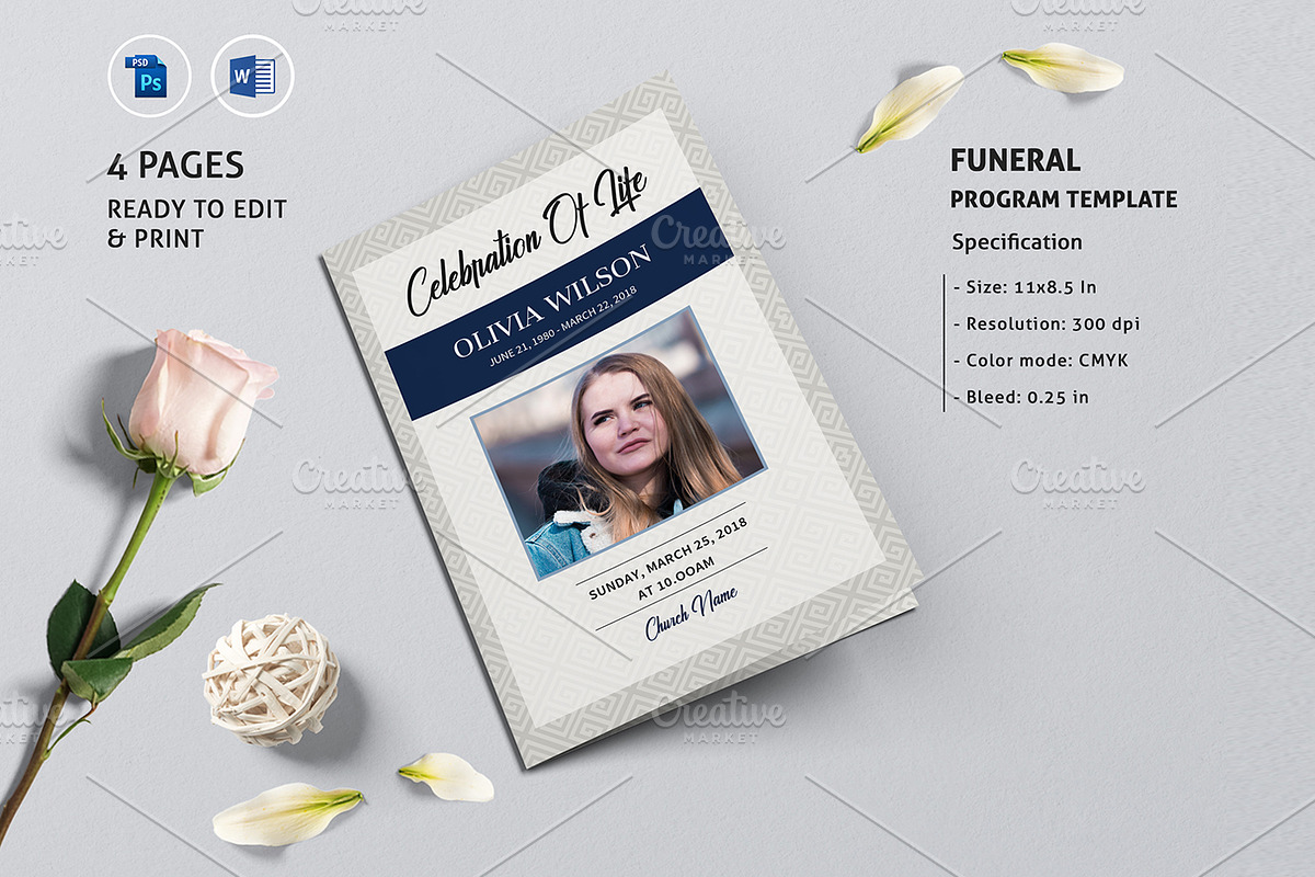 Funeral Program Template - V906 in Brochure Templates - product preview 8