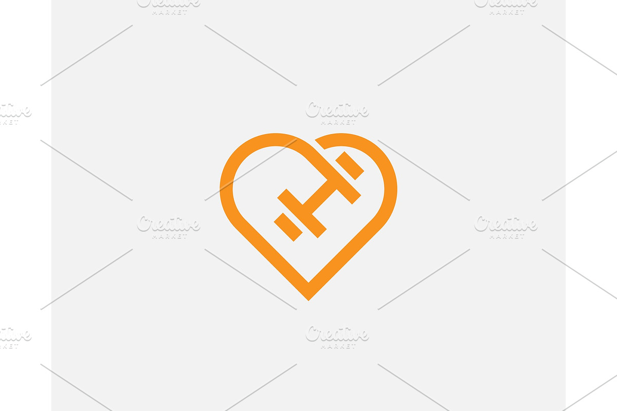 Heart dumbbell vector logotype. Love in Logo Templates - product preview 8