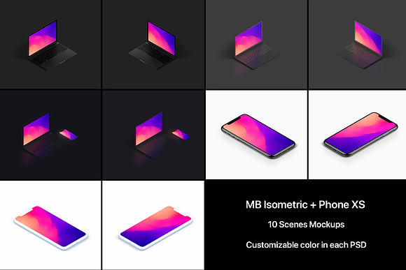 MB 10 Isometric Mockups in Mobile & Web Mockups - product preview 1