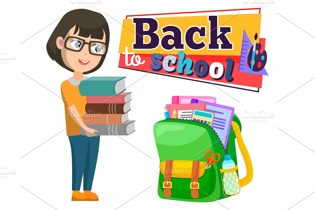 Back to School, Schoolbag and Girl in Objects - product preview 8