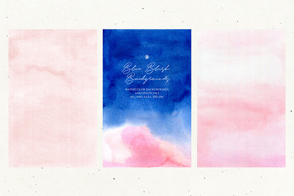 Blue Blush Watercolor Backgrounds in Textures - product preview 2