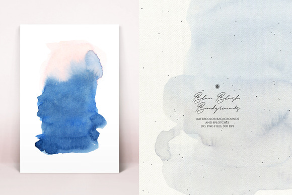Blue Blush Watercolor Backgrounds in Textures - product preview 4