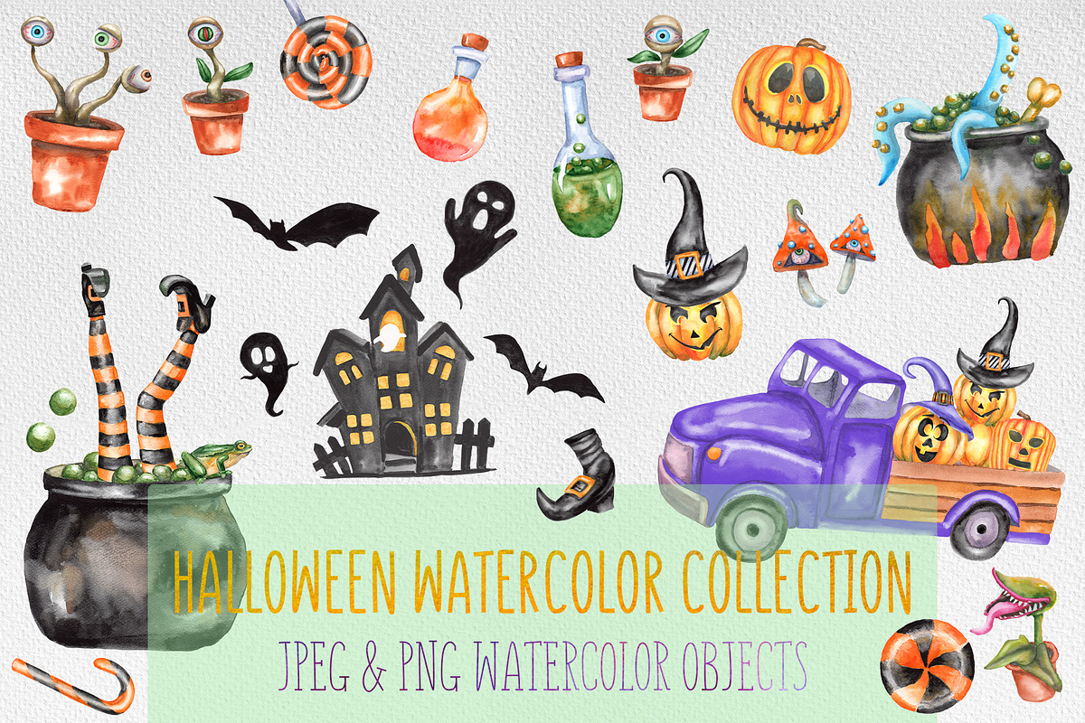Watercolor Halloween set in Illustrations - product preview 8