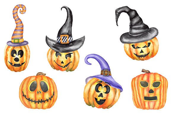 Watercolor Halloween set in Illustrations - product preview 1