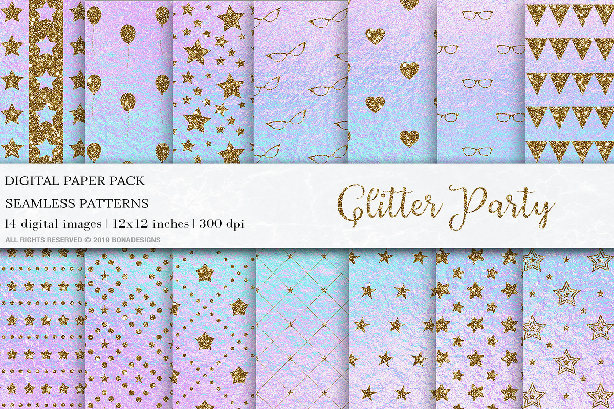 Glitter Party Digital Papers in Patterns - product preview 8