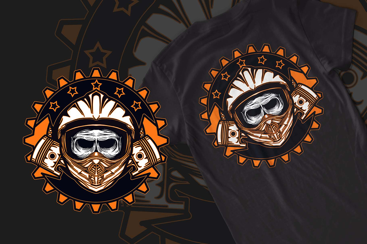 Dead Skull Motocross T-shirt Design in Illustrations - product preview 8