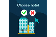 Choose hotel flat concept icon