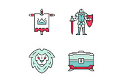Medieval color icons set