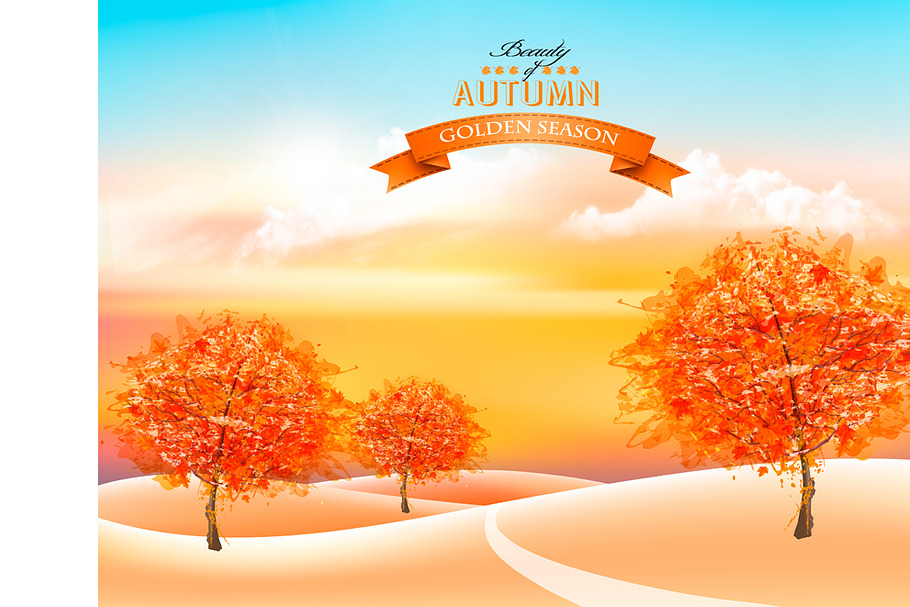 Beautiful autumn nature background in Illustrations - product preview 8