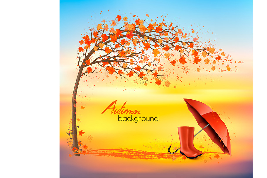 Autumn nature background with trees in Illustrations - product preview 8
