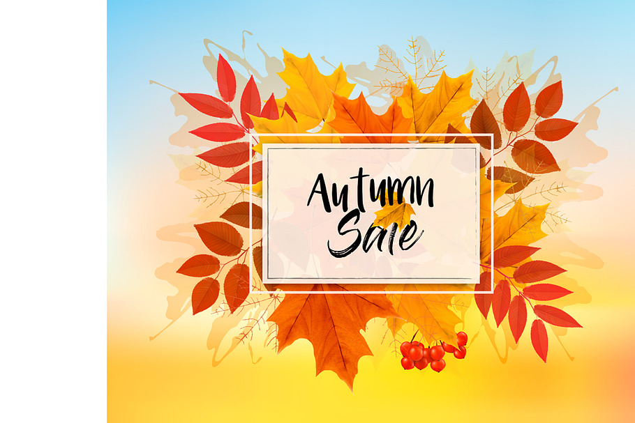 Autumn Sale Card With Colorful Leave in Illustrations - product preview 8