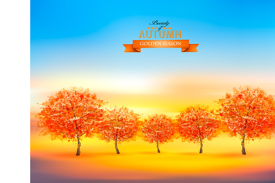 Gold autumn nature background in Illustrations - product preview 8
