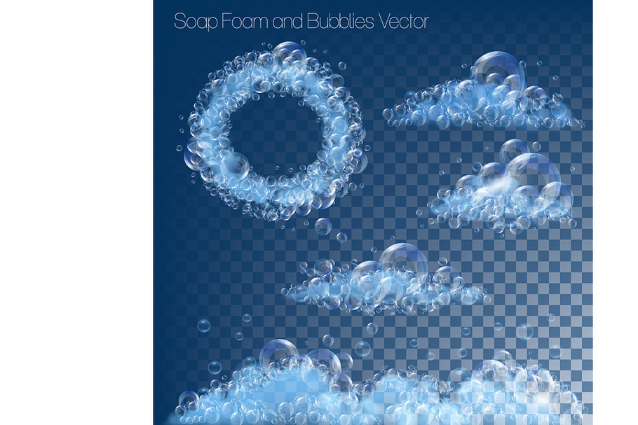 Set with soap foam and bubbles in Illustrations - product preview 8