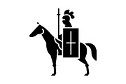 Horse knight with flag glyph icon