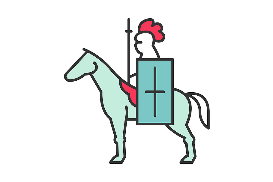 Horse knight with flag color icon in Icons - product preview 8