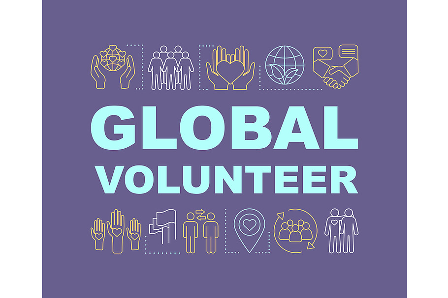 Global volunteer banner in Icons - product preview 8