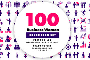 Business Woman Color Icons