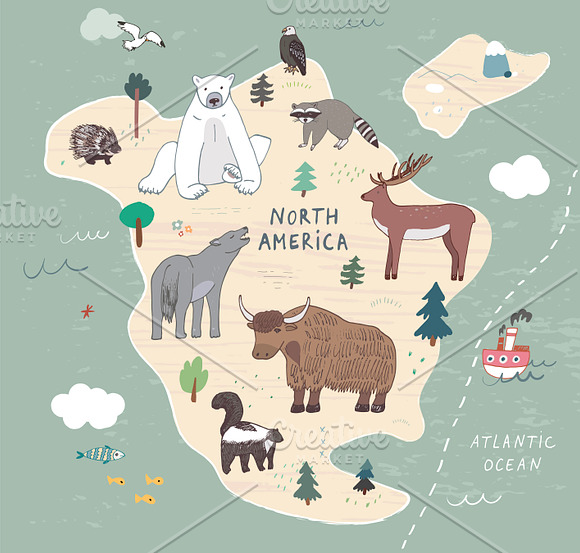 Animals World Map in Illustrations - product preview 7