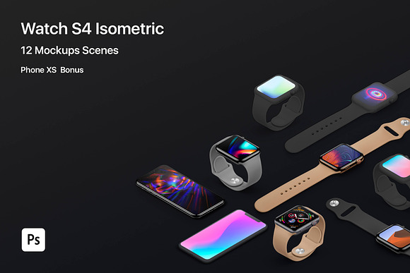 Watch S4 - 12 Isometric Mockup in Mobile & Web Mockups - product preview 47