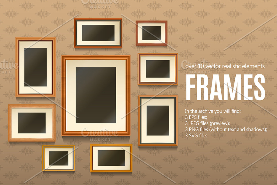 Realistic Picture Frames Set in Illustrations - product preview 8