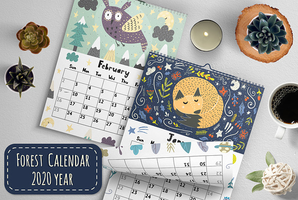 2020 Forest Calendar Template in Stationery Templates - product preview 11