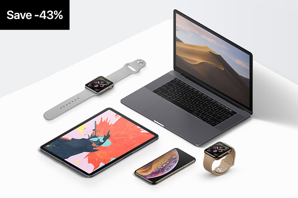 Original 7 Devices Isometric Mockups in Mobile & Web Mockups - product preview 1