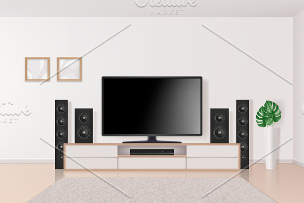 Home theatre. Tv set system in