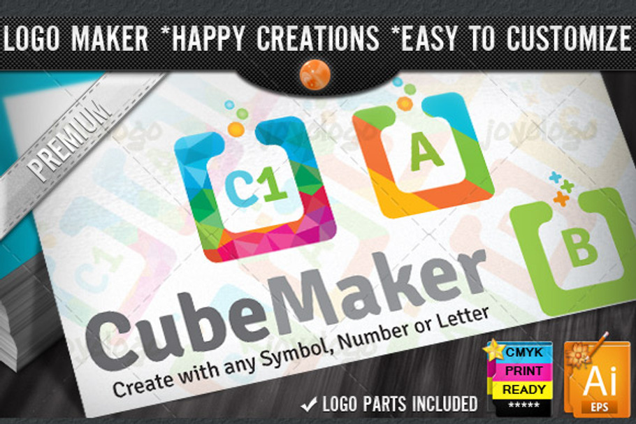 Colorful Flat Cube Logo Maker Set
