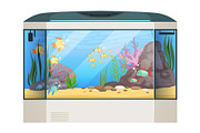 Big aquarium. Fishes and water