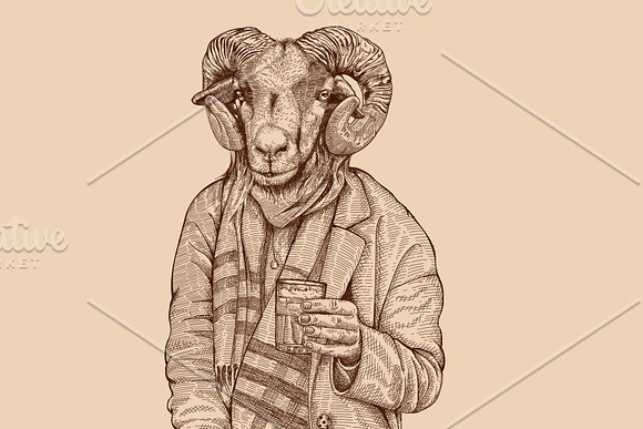 Ram Sketch Wine Label in Logo Templates - product preview 2