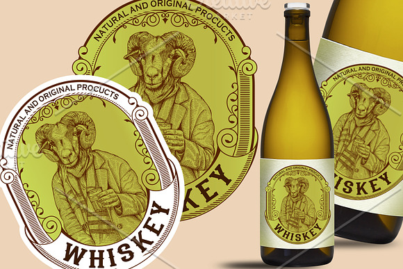 Ram Sketch Wine Label in Logo Templates - product preview 3