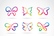 Vector group of butterflies. Insect.