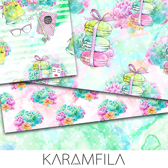 Office Girl Seamless Patterns in Patterns - product preview 3