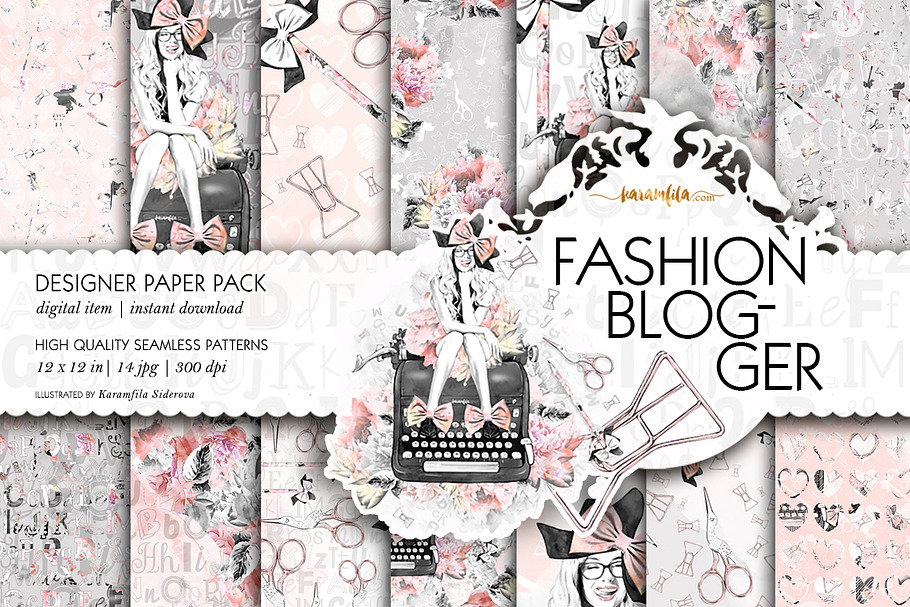 Fashion Blogger Seamless Patterns