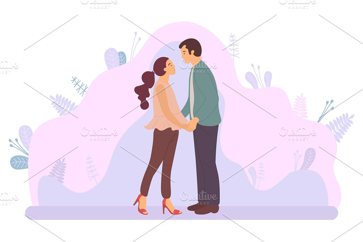 Dating Couple, Hugging Man and Woman in Illustrations - product preview 8