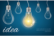 Bulbs idea background. Realistic