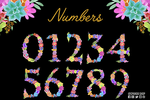 Fiesta floral alphabet clip art in Graphics - product preview 2