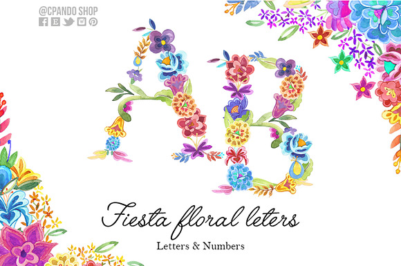 Fiesta floral alphabet clip art in Graphics - product preview 3