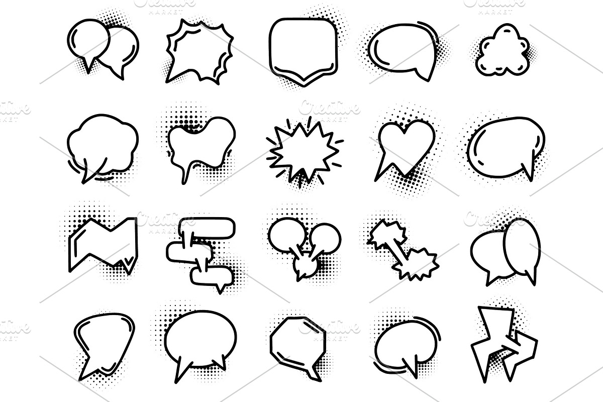 Set of hand drawn speech bubble in Illustrations - product preview 8