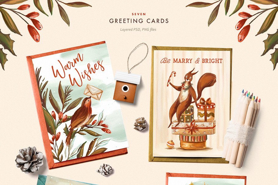 Christmas Squirrels & Winter Scenes in Illustrations - product preview 8