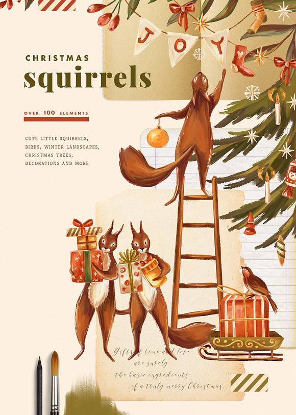 Christmas Squirrels & Winter Scenes in Illustrations - product preview 4