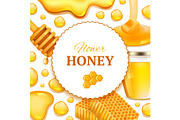 Honey background. Realistic frame