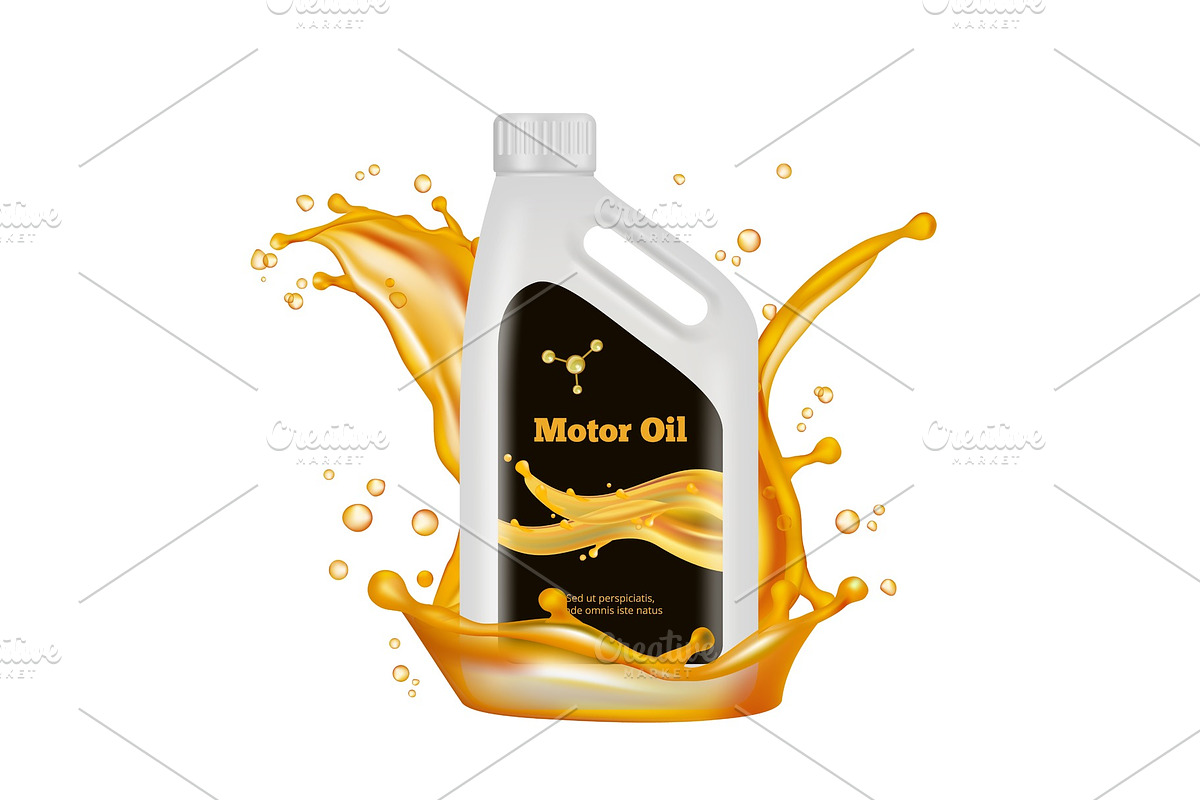 Engine oil bottle. Vector gold oil in Graphics - product preview 8